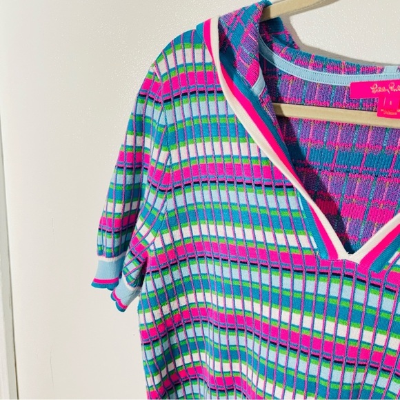 Lilly Pulitzer Avington Sweater Hoodie Short SET Turquoise Shore Athleisure Rare - Picture 5 of 12